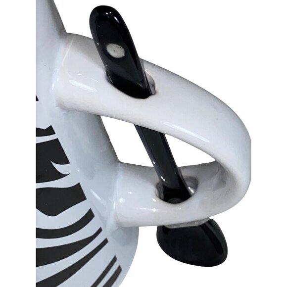 Zebra Print Mug With Matching Black Spoon 12 Oz V&S Houseware Ceramic Dishwasher - Picture 7 of 7